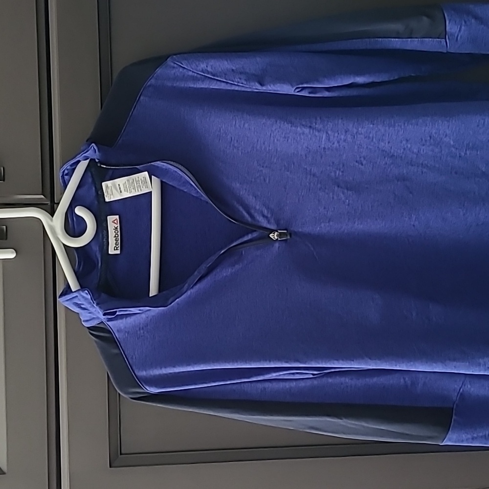 Men's Reebok half zip long sleeve shirt royal blue